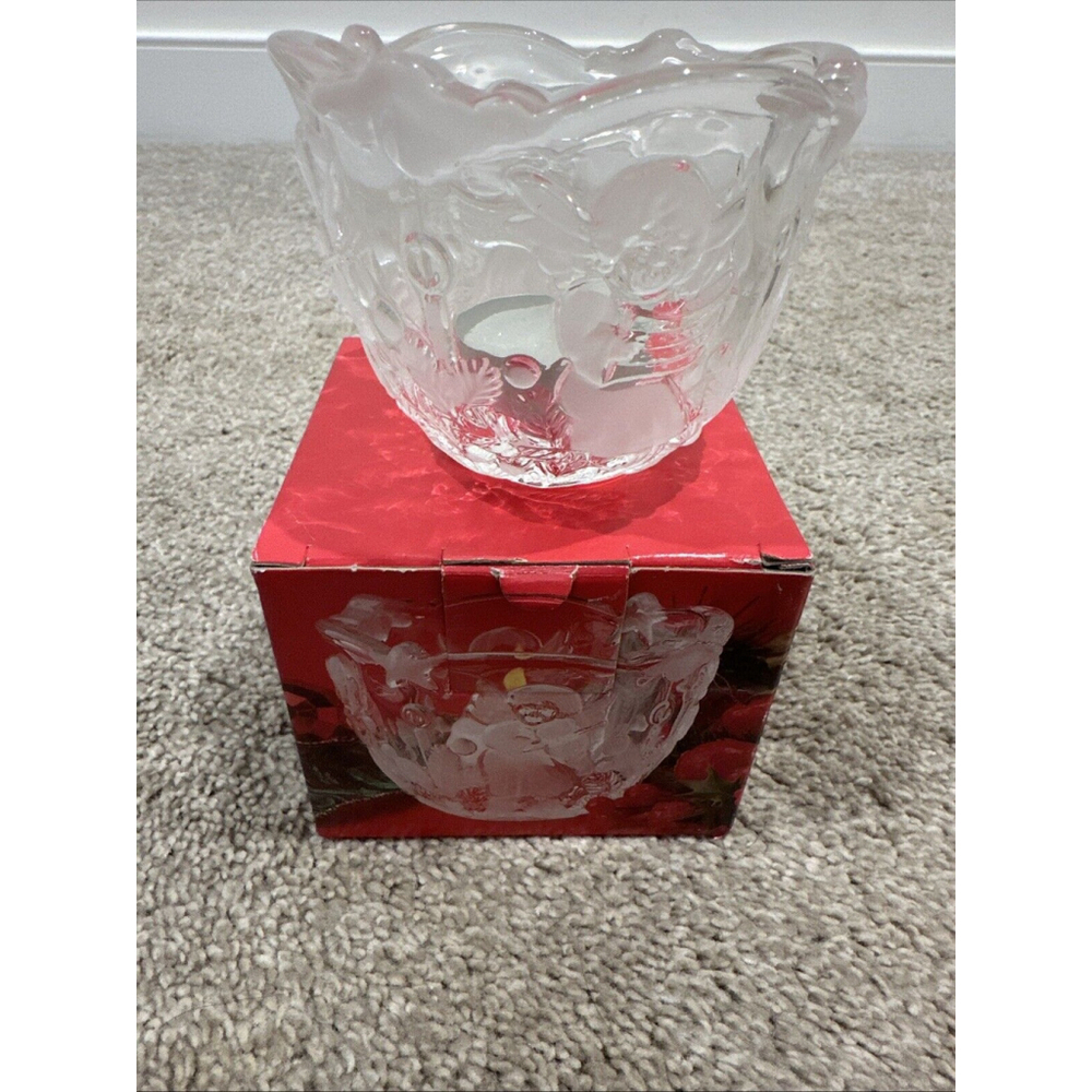 Mikasa Holiday Lights Angels Frosted Glass Candleholder 3 1/4" SA 835/910 NEW